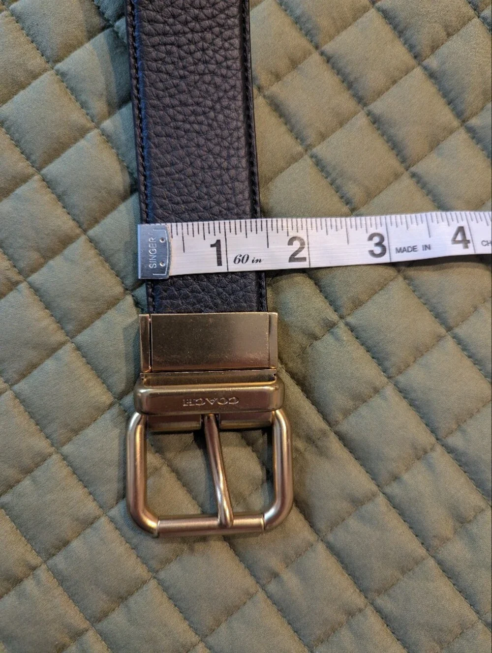 NWOT COACH Men's Classic Reversible Leather Belt with Gold Tone Buckle